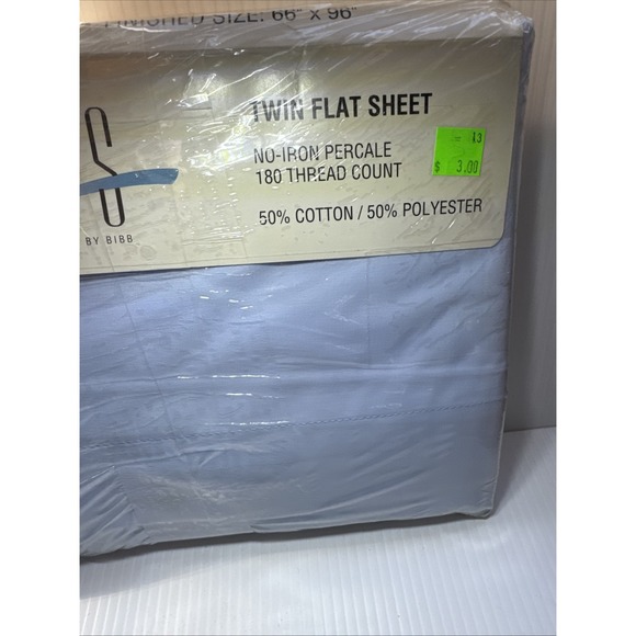 Caress Twin Flat Sheet Light Blue NEW Sealed Orig Package Vintage MERVYN'S USA - Picture 3 of 7